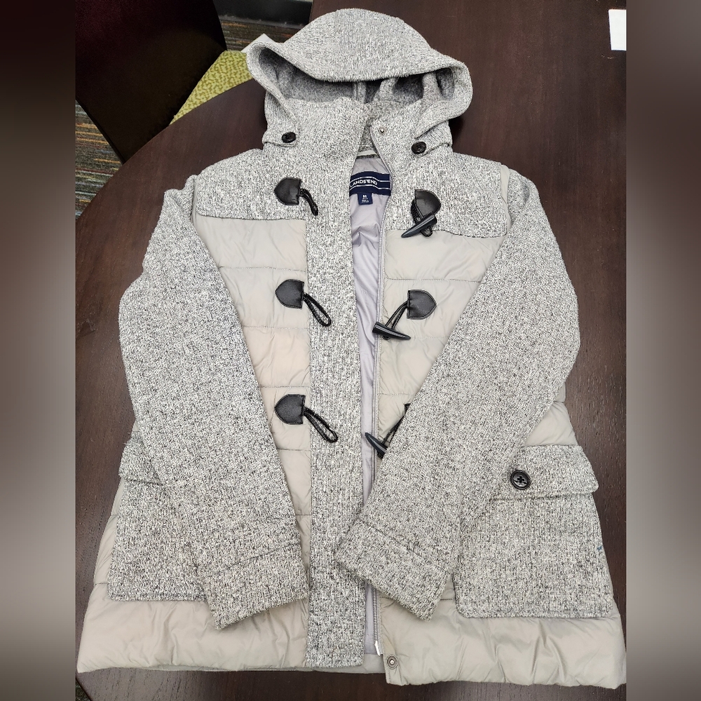 Lands End sweater puffer jacket, M